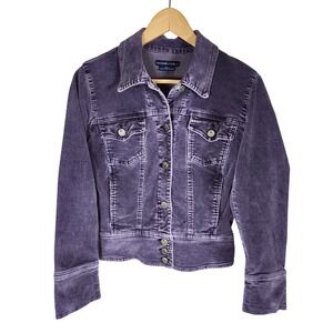 Y2K Bandolino Blu Petite Corduroy Button Front Jacket Purple‎ Size PL
